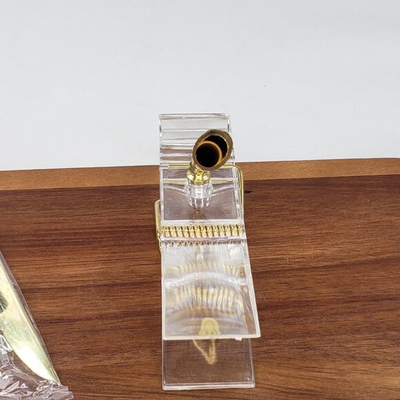 NEW Clear Acrylic Clothespin Memo Clip Ball Pen Letter Opener Vintage Hong Kong - Picture 6 of 10